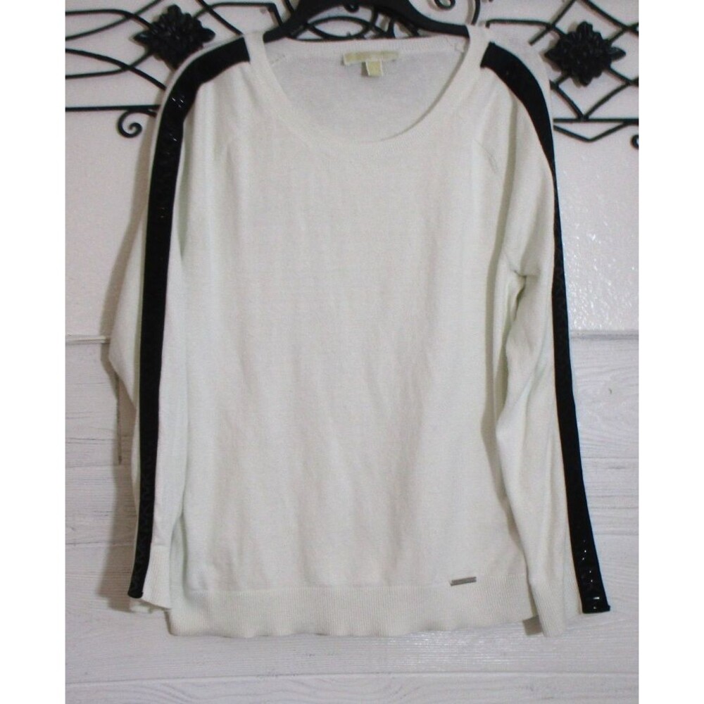 Michael Kors Sweater Knit Top Size L Long Sleeve Ivory Round Neck